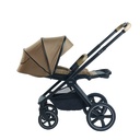 WANDELWAGEN, Crios 4.0, taupe, bruin/ecru, frame zwart/alu, incl regenscherm, duwbeugel imitatieleder taupe, 2023
