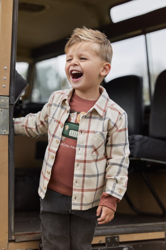 Little Dutch | Hemd Boys Safari Friends Vanilla