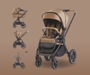 WANDELWAGEN, Crios 4.0, taupe, bruin/ecru, frame zwart/alu, incl regenscherm, duwbeugel imitatieleder taupe, 2023