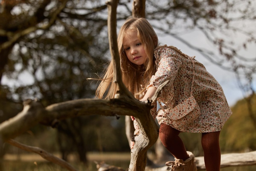 Little Dutch | Jurk Girls Safari Friends Flowers Pastel Rose