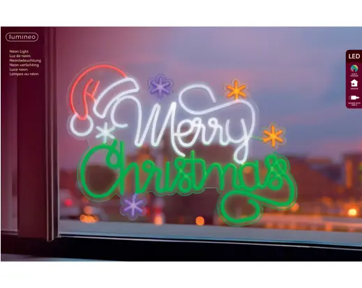 Lumineo | Verlichting LED Tekst Plastic "Merry Christmas" 1,4x63x41,5cm
