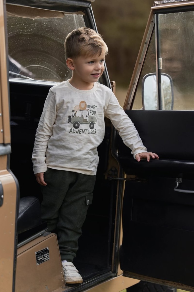 Little Dutch | T-shirt Boys Safari Friends Longsleeve Vanilla