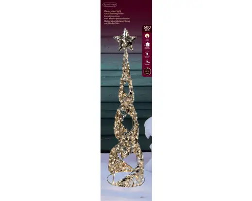 Lumineo | Verlichting Led Kegel Flashing Effect Goud Buiten Ø25x100cm