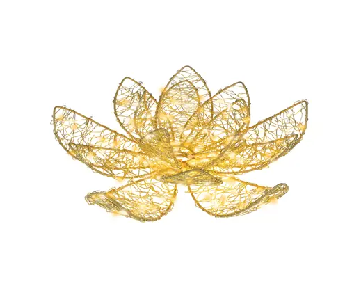 Lumineo | Verlichting Led Bloem Metaal Flashing Effect Goud/Warm Wit Ø28x9cm Buiten