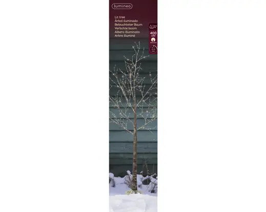 Lumineo | Verlichting Led Boom Snowy Branch Bruin/Warm Wit Ø90x150cm Buiten