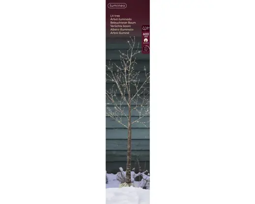 Lumineo | Verlichting Led Boom Snowy Branch Bruin/Warm Wit Ø100x180cm Buiten