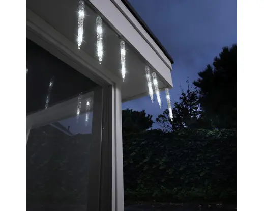 Lumineo | Verlichting Icicle Lights Sneeuwval Effect Transparant/Koel Wit 280x18cm Buiten