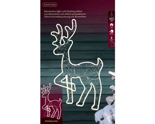 Lumineo | Verlichting Led Hert Ijzer Flashing Effect Warm Wit 1,2x50x82cm Buiten 