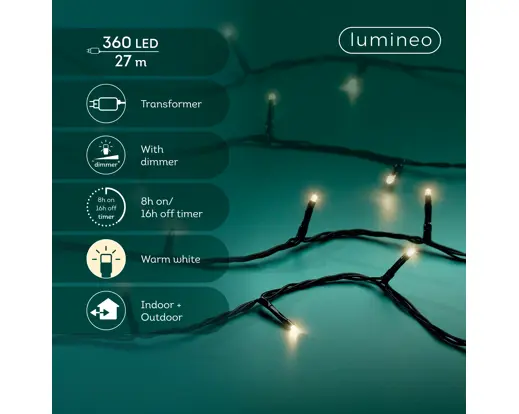 Lumineo | Verlichting Led Basic Lights 360 leds Warm Wit 2700cm