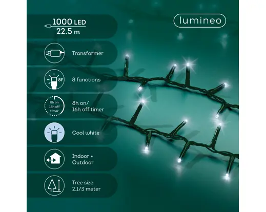 Lumineo | Verlichting Led Compact Lights Twinkel Effect 8 Functie Groen/Koel Wit Buiten