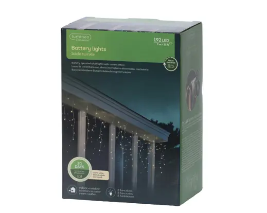 Lumineo | Verlichting Led Durawise Icicle Twinkel Effect 8 Functie Wit/Warm Wit 700x75cm Buiten