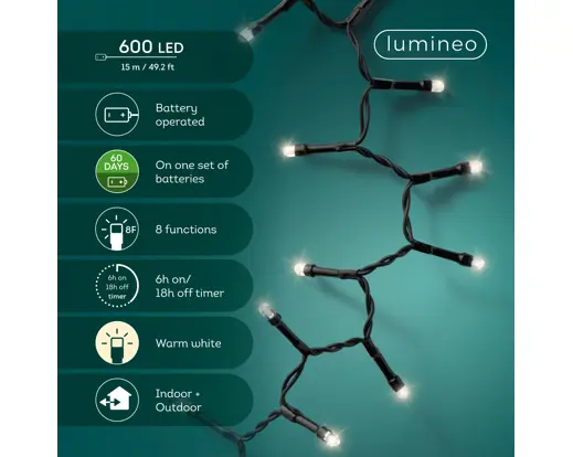 Lumineo | Verlichting Led Durawise Compact Twinkle Outdoor Zwart/Warm Wit 1498cm