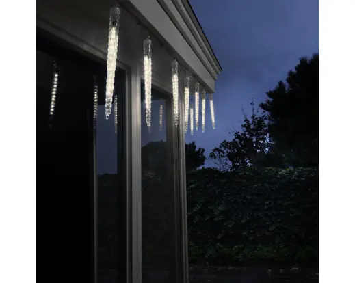 Lumineo | Verlichting Led Icicle Lights Sneeuwval Effect Transparent/Warm Wit 280cm Buiten