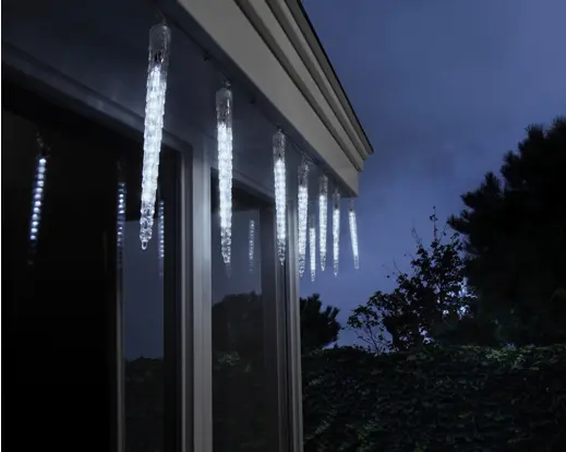 Lumineo | Verlichting Led Icicle Lights Sneeuwval Effect Transparent/Koel Wit 280cm Buiten