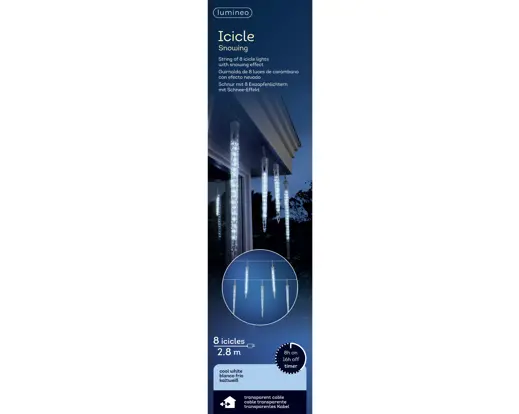 Lumineo | Verlichting Led Icicle Lights Sneeuwval Effect Transparent/Koel Wit 280cm Buiten