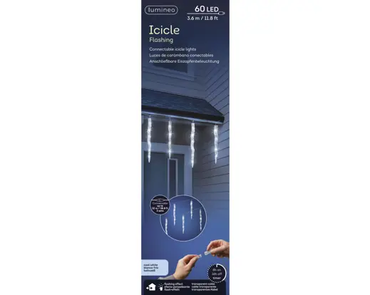 Lumineo | Verlichting Led Icicle Lights Flashing Effect Transparent/Koel Wit 360x39cm Buiten
