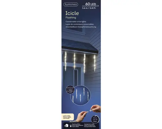 Lumineo | Verlichting Led Icicle Lights Flashing Effect Transparent/Warm Wit 360x39cm Buiten