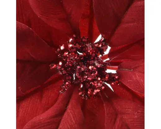 Decoris | Sierbloem op Clip Poinsettia Polyester Ø24x7cm