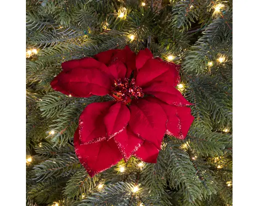 Decoris | Sierbloem op Clip Poinsettia Polyester Ø24x7cm