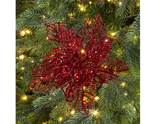 Decoris | Sierbloem op Clip Poinsetta Rood Ø23,5x10cm