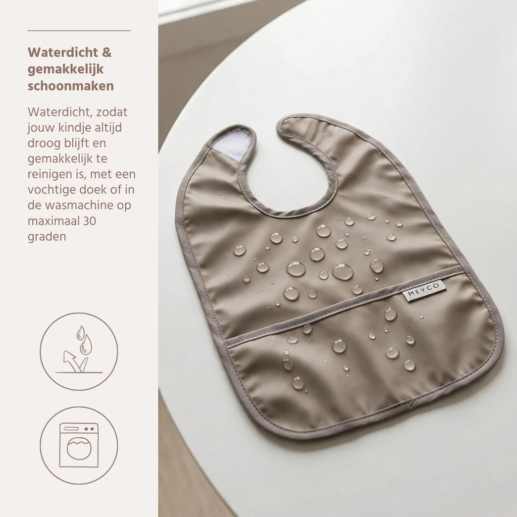 Meyco | Slabbetje met Kruimelvanger Dark Taupe/Taupe Bruin 2-pack
