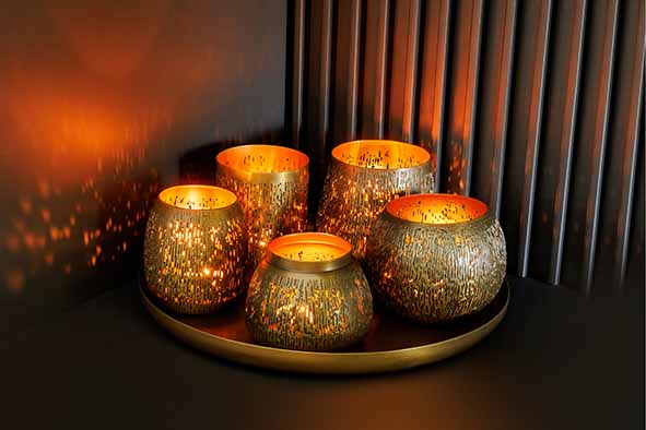 Cosy & Trendy | Giftset Theelichthouders Goud Ø30x10cm 6-delig