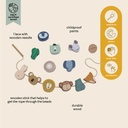 EDUCATIEF SPEELGOED, Dieren rijgkralen, multikleur, dieren, hout, vanaf 24 maanden, 13 kralen en 1 koord