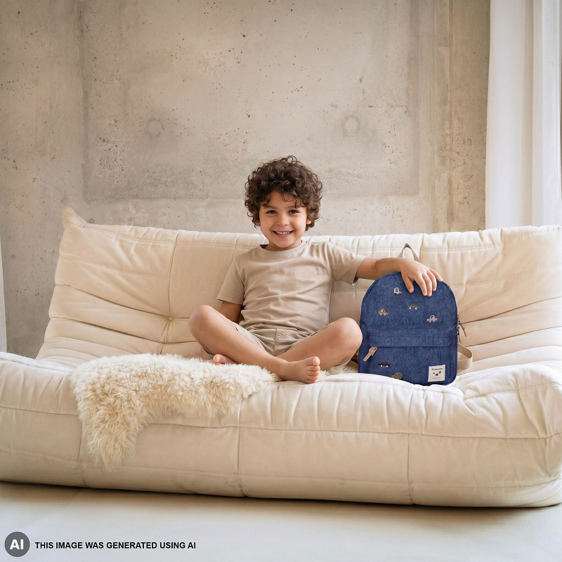 Kidzroom | Rugzak Blossom And Bows Auto Blauw 31x26x9cm