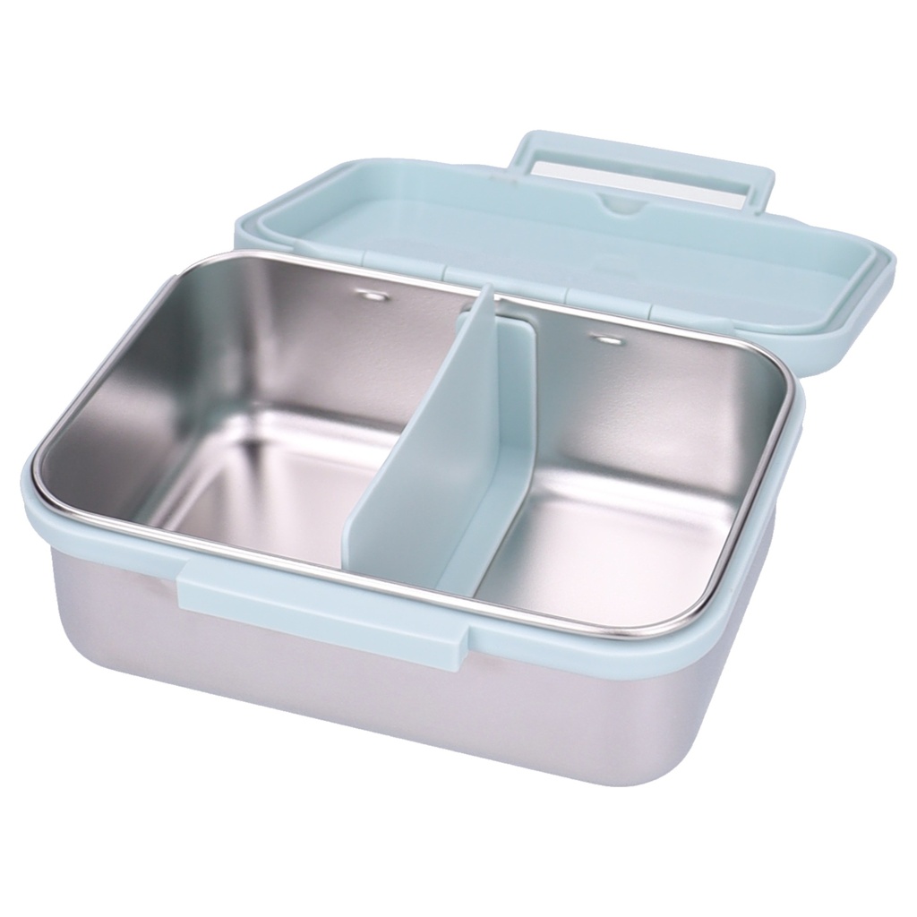 Kidzroom | Brooddoos Little Story RVS+PP Blauw 14x18x7cm