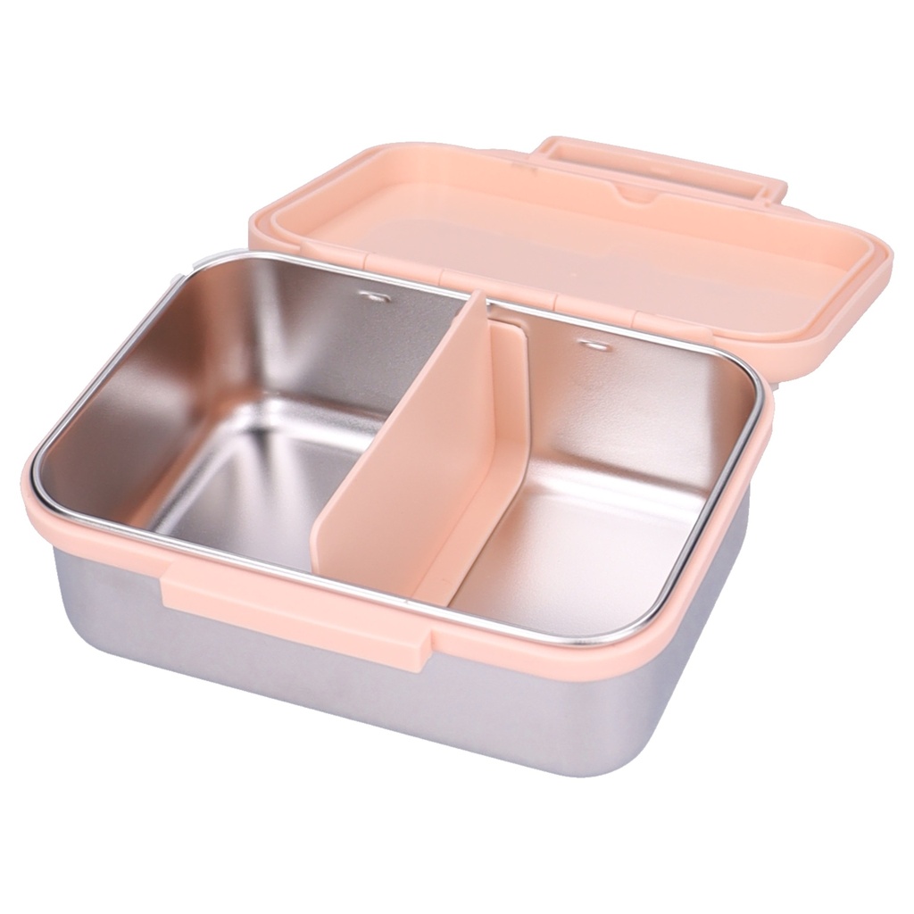 Kidzroom | Brooddoos Nostalgia RVS+PP Roze 14x18x7cm