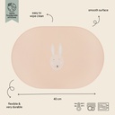 PLACEMAT, Rabbit Mealtime, roze, kop konijn, ovaal, water afwerend, 1 stuk, siliconen