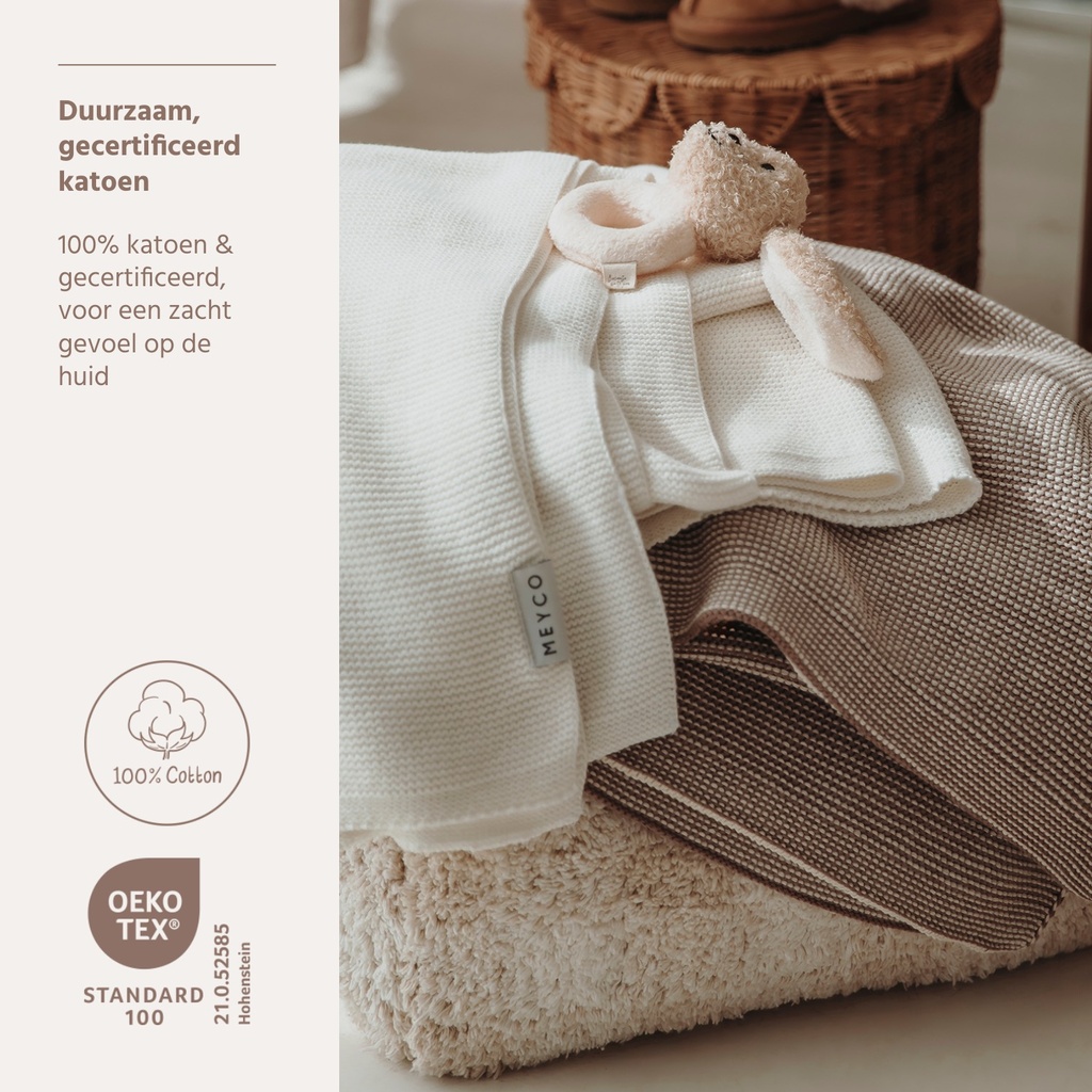 Meyco | Deken Stripe Dark Gebreid Taupe/Natural  Bruin/Ecru 100x150cm