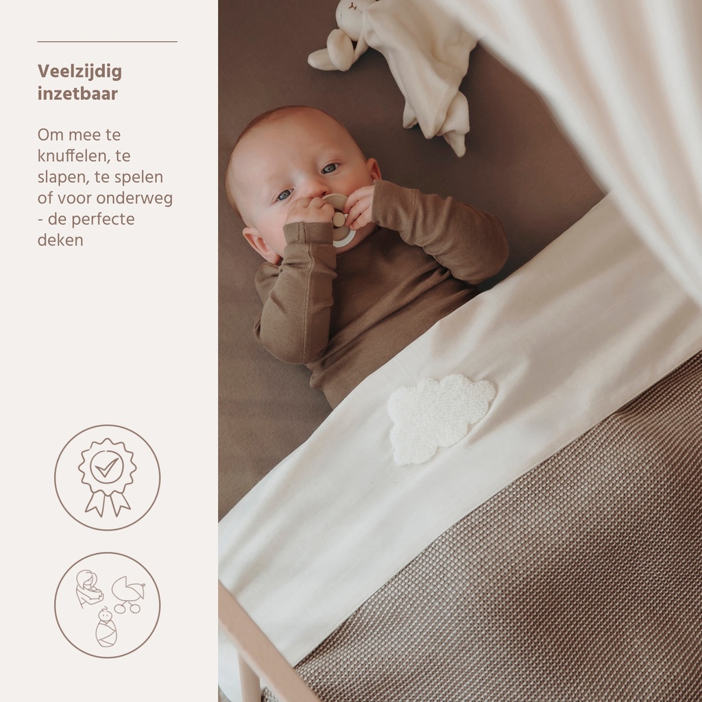 Meyco | Deken Stripe Dark Gebreid Taupe/Natural  Bruin/Ecru 75x100cm