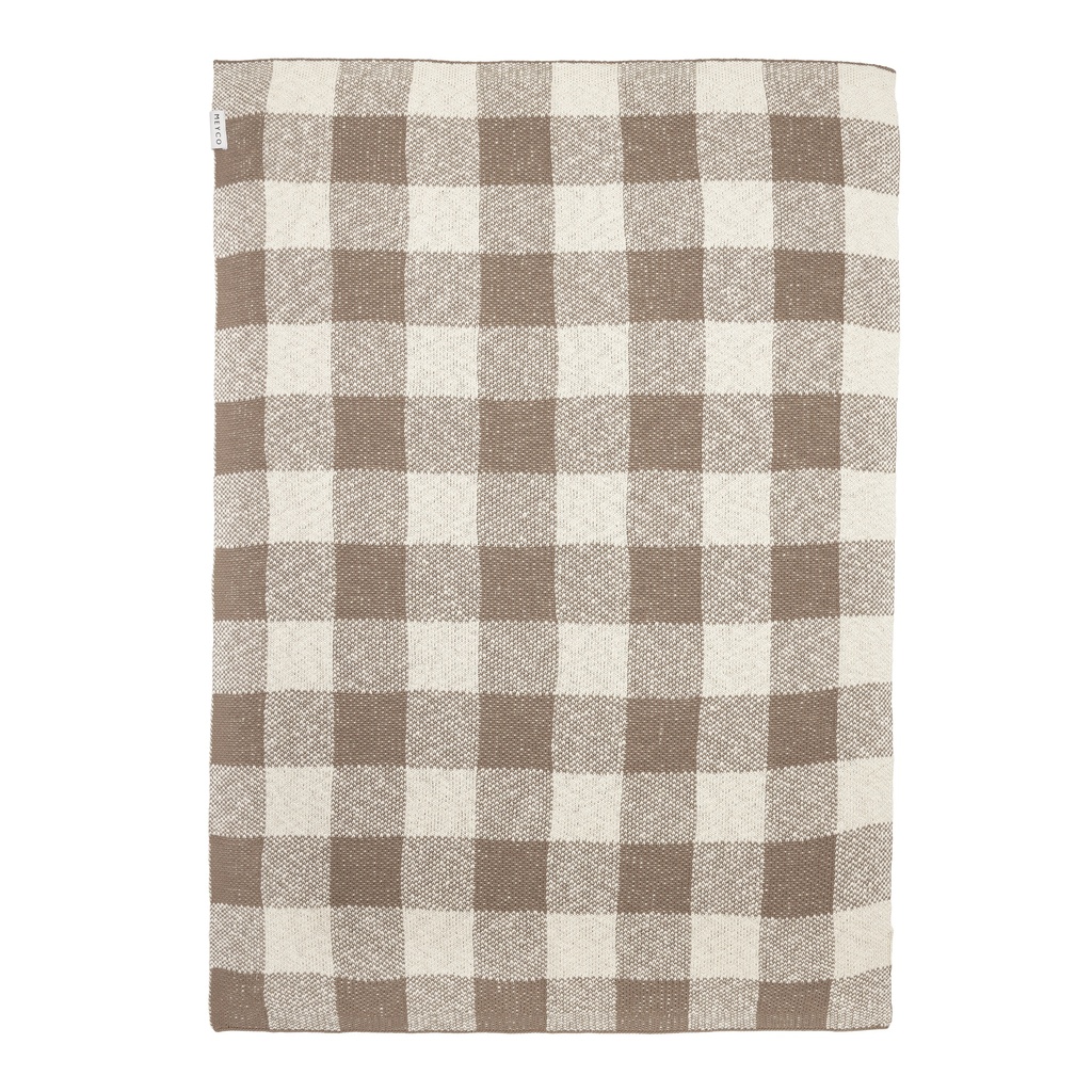 Meyco | Deken Block Gebreid Dark Taupe Bruin/Ecru 75x100cm