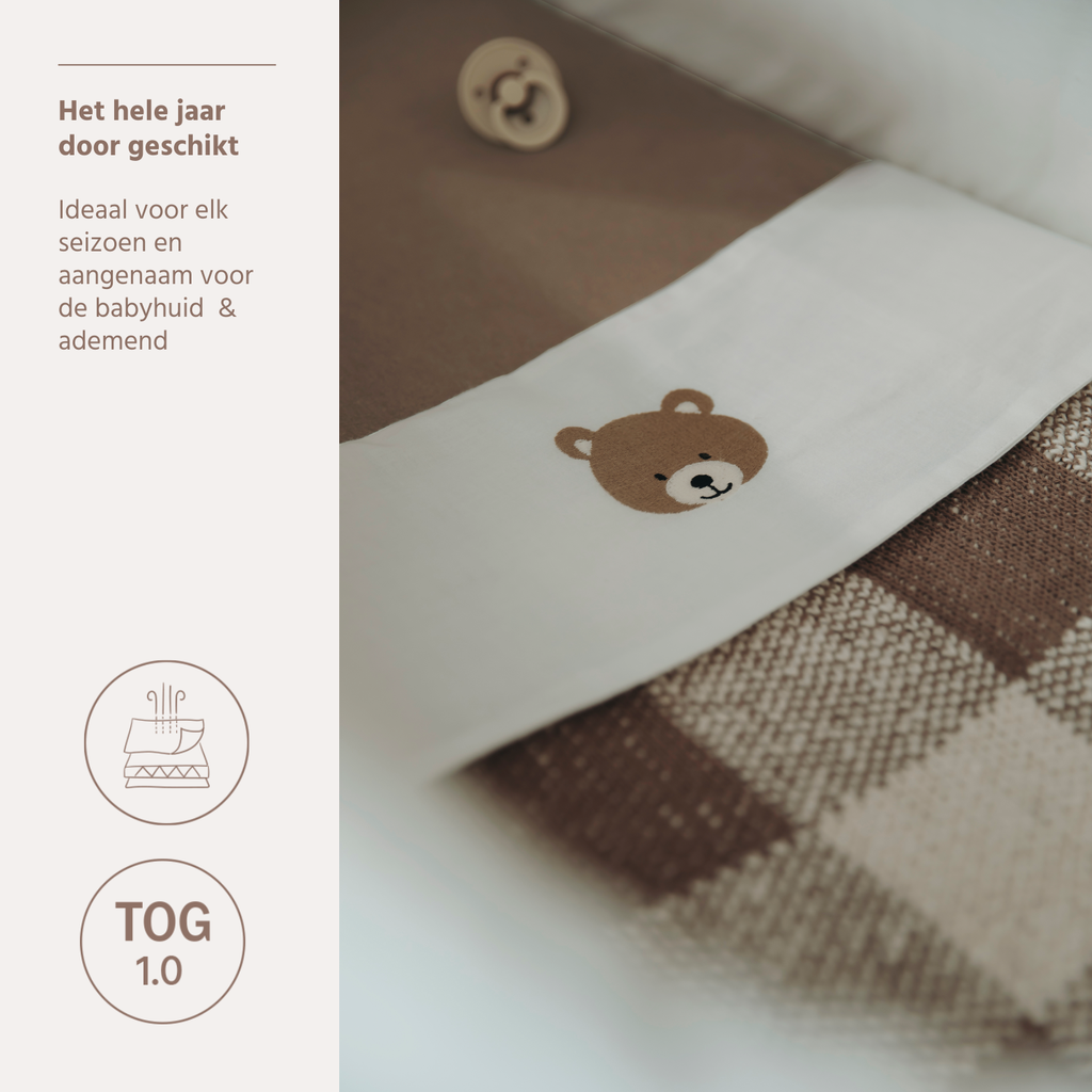 Meyco | Deken Block Gebreid Dark Taupe Bruin/Ecru 75x100cm