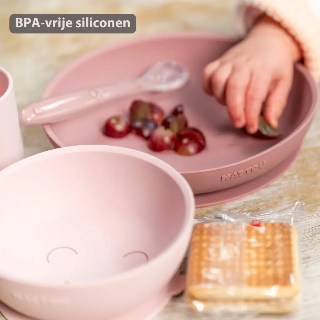 Nattou | Eetset met Zuignap Beer Siliconen Blauw 3-delig