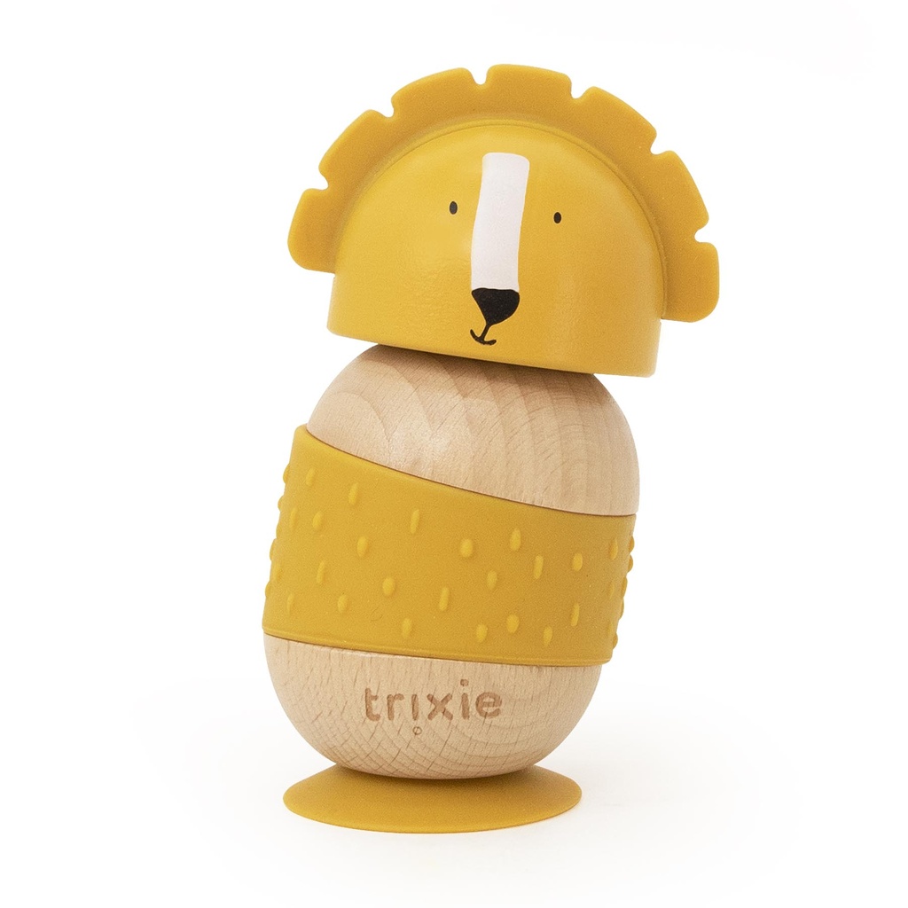 Trixie | Stapelpyramide Mr Lion Tuimelstapelaar Hout Geel Ø6x13cm