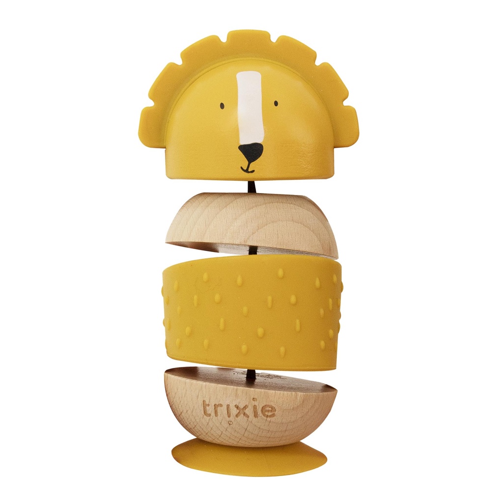 Trixie | Stapelpyramide Mr Lion Tuimelstapelaar Hout Geel Ø6x13cm