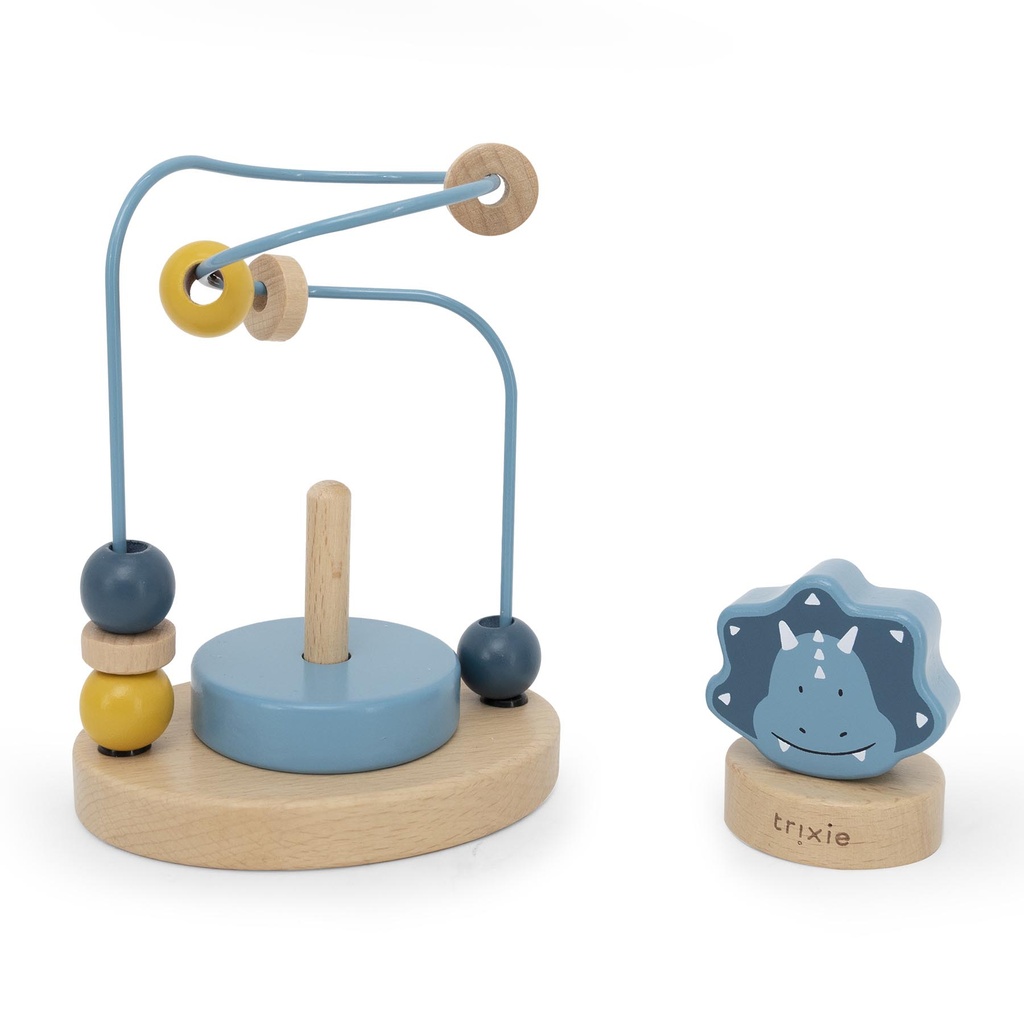 Trixie | Kralenframe Mr Triceratops Hout Blauw 11x8x15cm