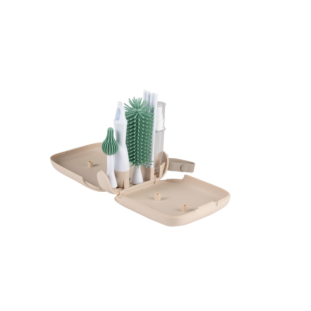 Beaba | Reinigingsset Multifunctioneel Draagbaar Droogrek/Flessenborstel/Accessoireset Clay 