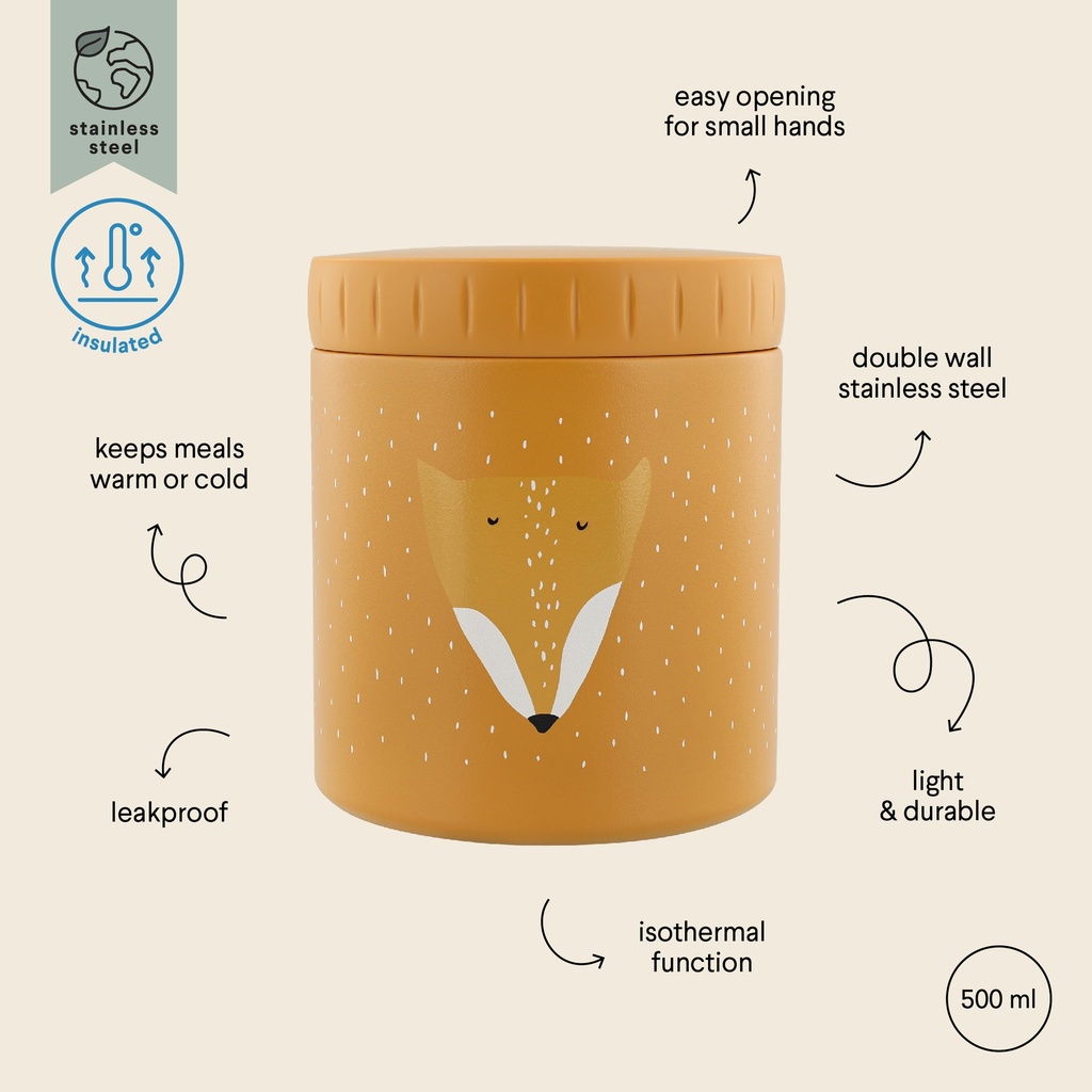 THERMOSFLES, 500ml, Fox School, oranje, Insulated lunch pot, vos, H12cm, dia 10cm