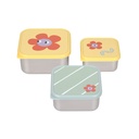 Laessig | Bewaarpotje Happy Trails Flower Snackbox Stainless Steel 3-pack 