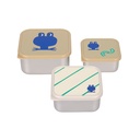 Laessig | Bewaarpotje Happy Trails Frog Snackbox Stainless Steel 3-pack