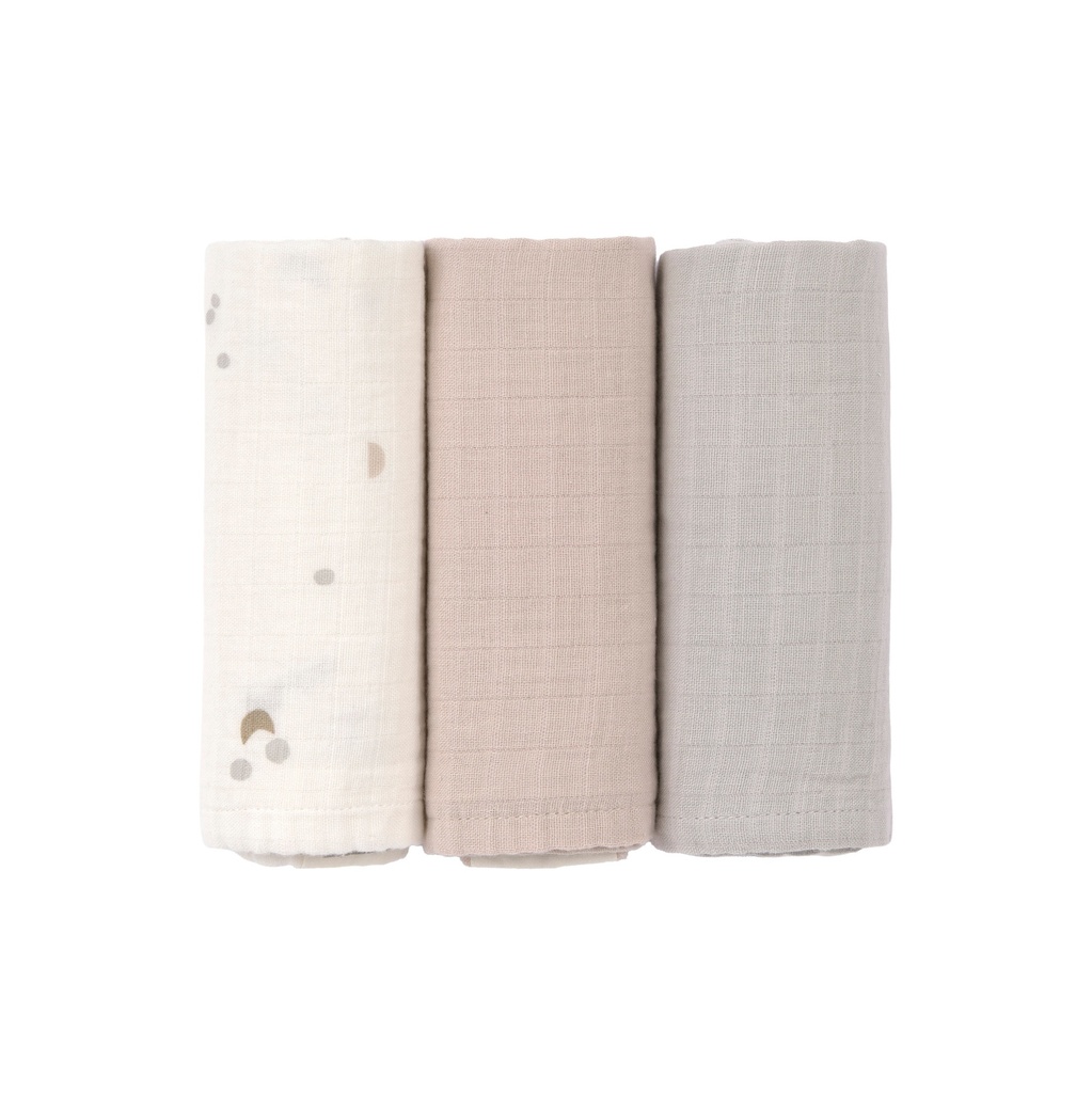Laessig l Tetra Doek Cozy Loved Ones Pale Heaven Swaddle & Burp Blanket 60x60cm 3-pack 