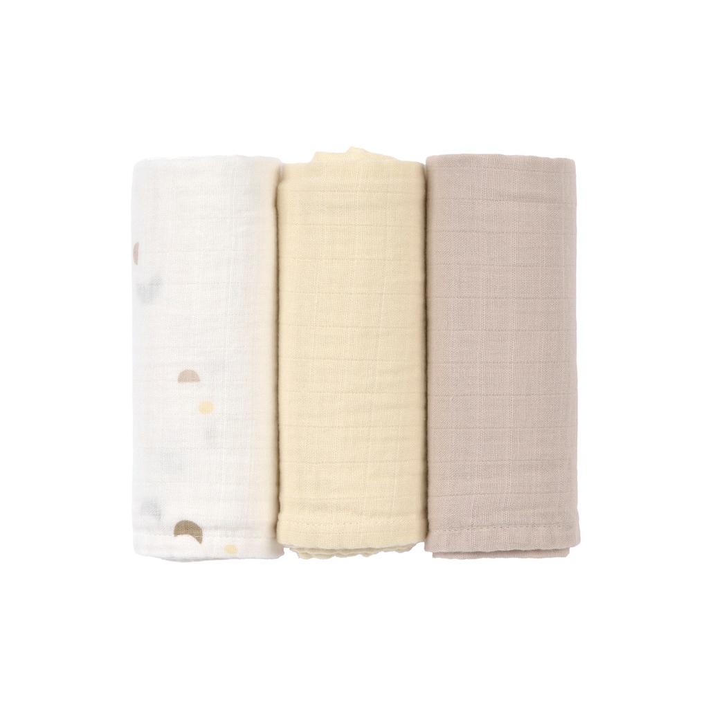 Laessig l Tetra Doek Cozy Loved Ones Pastel Yellow Swaddle & Burp Blanket 60x60cm 3-pack  