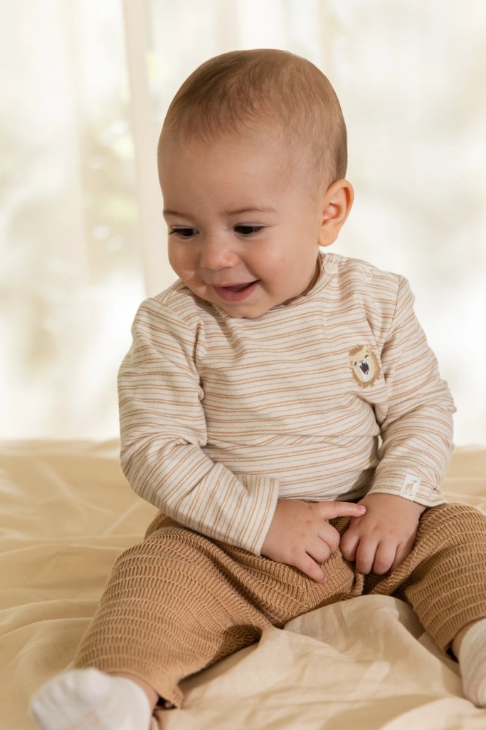 Little Dutch | T-shirt Uni Safari Friends Longsleeve Stripes Soft Tan