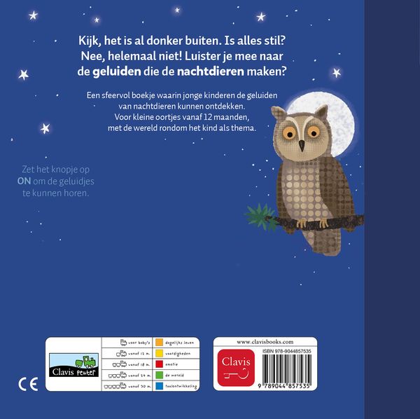 Clavis | Boek "Nachtdieren" Geluidenboek - Guido Van Genechten