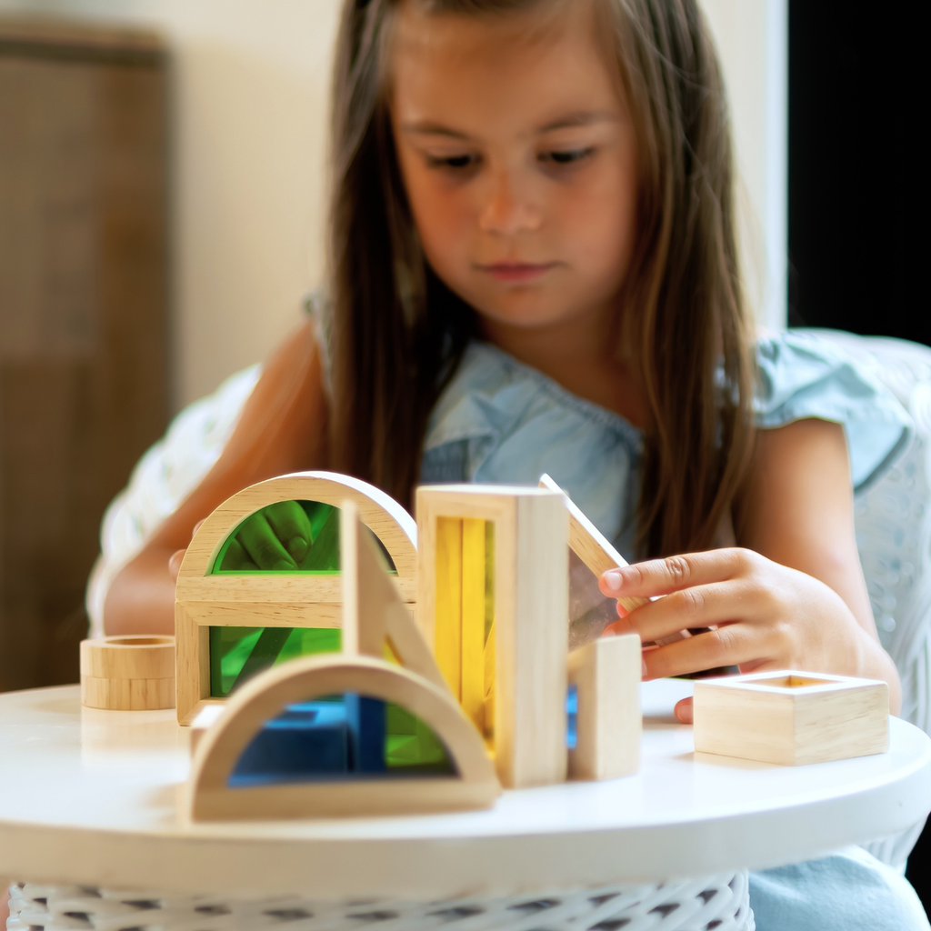 Sense2Play | Sensorisch Speelgoed Rainbow Wooden Window Blocks Lumi’Sky +36m 24pcs