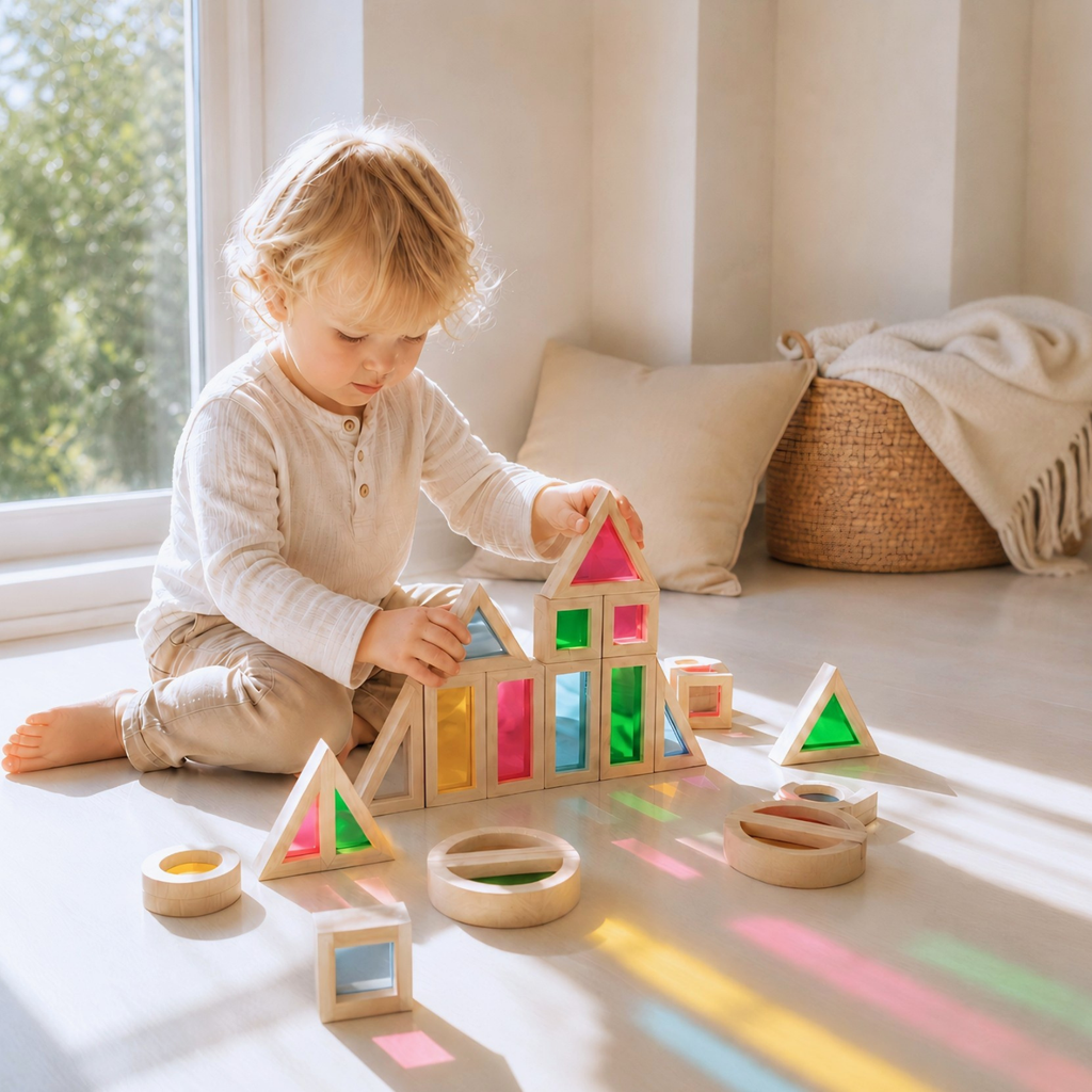 Sense2Play | Sensorisch Speelgoed Rainbow Wooden Window Blocks Lumi’Sky +36m 24pcs
