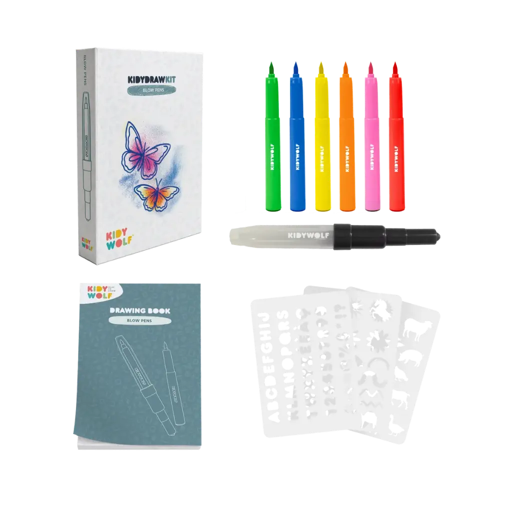 Kidywolf | Tekenset Kidydraw Kit Blow Pen